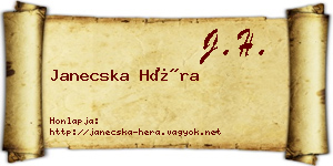 Janecska Héra névjegykártya